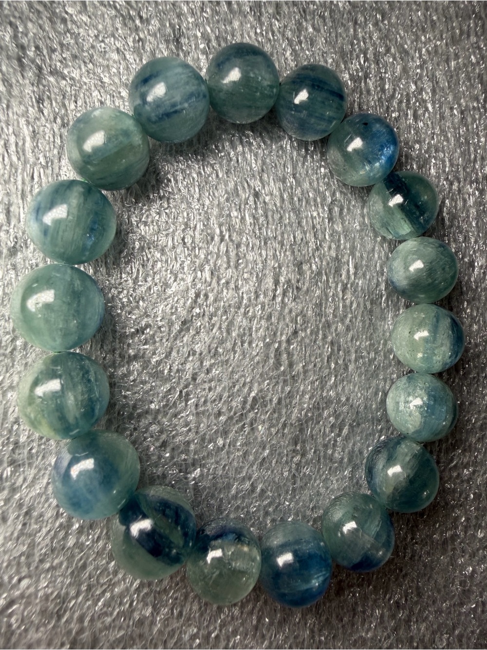 Gorgeous 11MM “Oil Painting” Kyanite Natural Crystal Bracelet